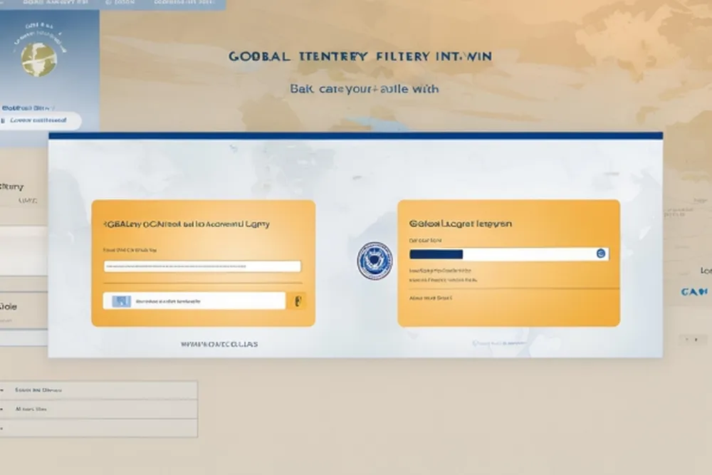 Global Entry login page showcasing the global family network for user authentication and access to services.