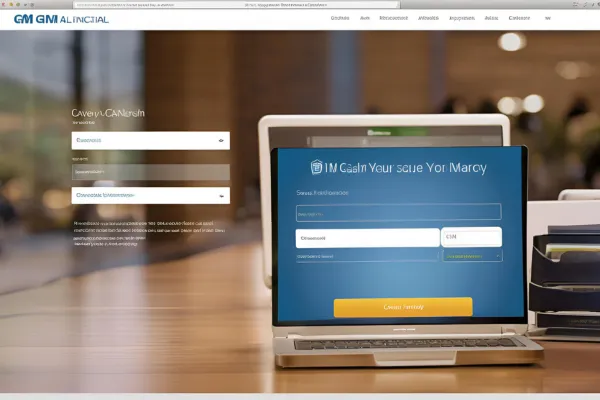 User-friendly cash loan website design with a prominent GM Financial Login section for seamless customer experience.